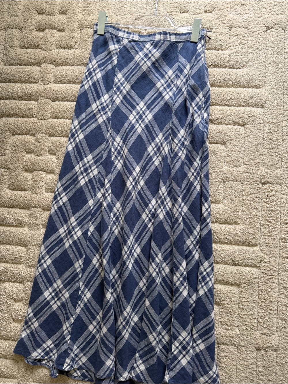 Polo by Ralph Lauren Navy and White Plaid Maxi Skirt